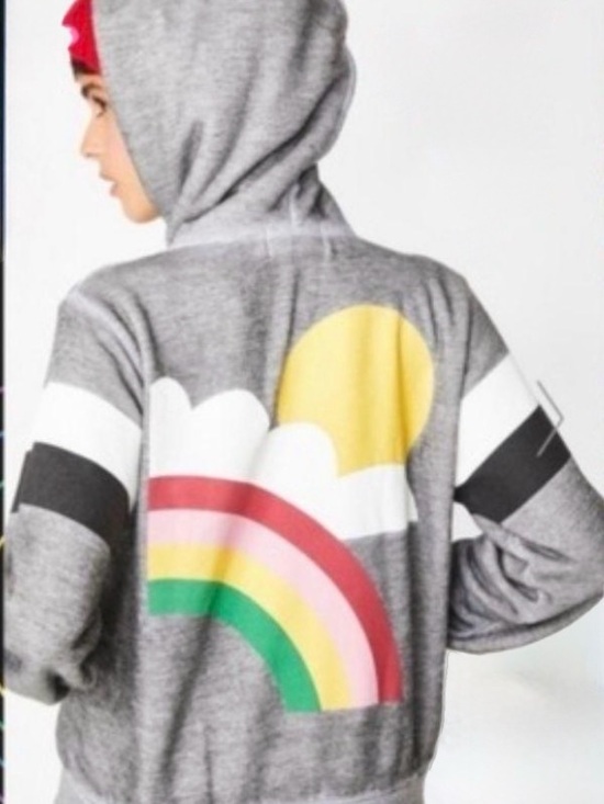 Wildfox Jackets & Blazers - Wildfox RARE NWOT Gray Hooded Sweatshirt with Rainbow & Sun Back Graphic